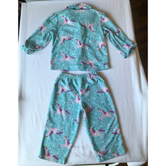 Carter's Toddler Girls Set of Pajamas Long Sleeve Button size 18M Unicorn Green - Picture 6 of 6